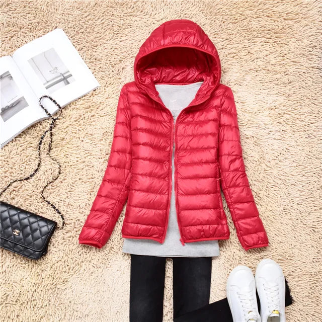 Women’s Hooded Puffer Jacket | Featherlight Down Insulation | Easily Packable | Stylish Winter Warmth