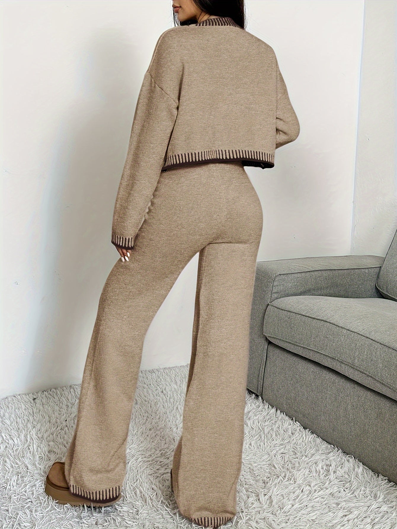 Women’s Knit Set | V-Neck Cardigan | Soft Breathable Comfort | Acrylic