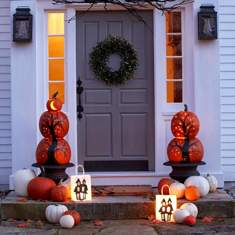 Black Halloween Wreath for Door and Wall – Weather-Resistant Spooky Decor