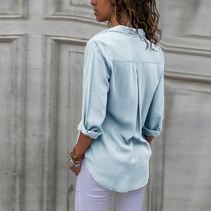 Women's Blouse | Elegant Chiffon Fabric | Versatile Long-Sleeve Design | Comfortable Fit