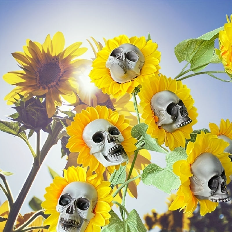 Handmade Halloween Sunflower Skull Decoration with Durable Plastic