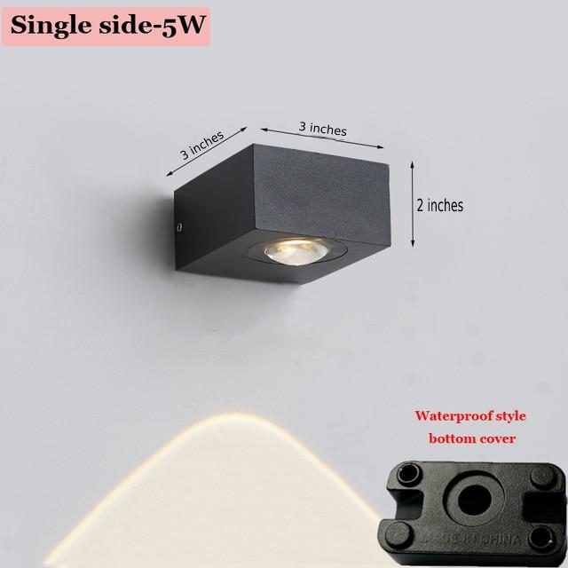 UFO Black Box Waterproof Outdoor LED Wall Lamp, Dual/Single-Sided Warm Light, Black Aluminum, Hardwired, IP Rated Modern Exterior Light, Energy-Saving