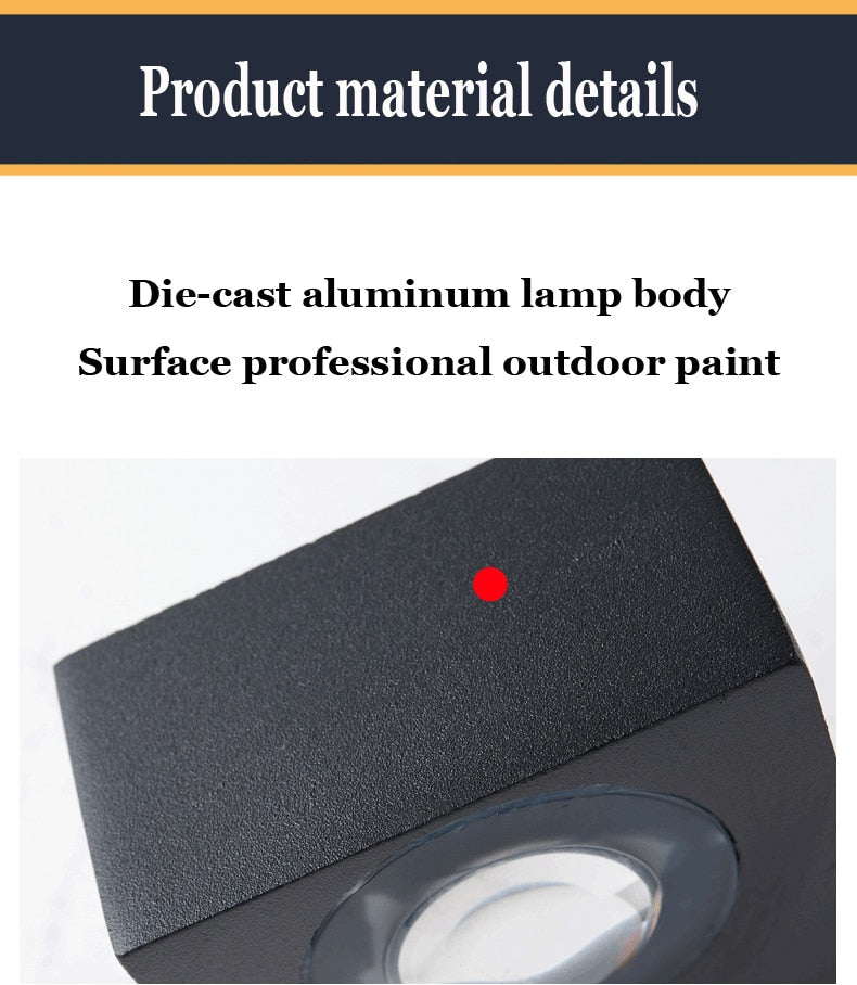 UFO Black Box Waterproof Outdoor LED Wall Lamp, Dual/Single-Sided Warm Light, Black Aluminum, Hardwired, IP Rated Modern Exterior Light, Energy-Saving