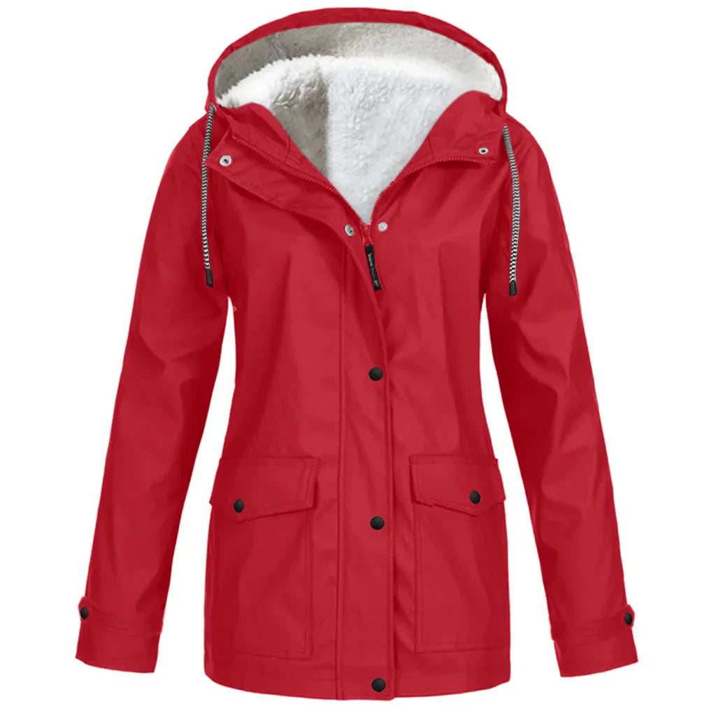 Women’s Waterproof Jacket | Windproof with Fleece Lining | Hooded Design | Durable Outdoor Layer