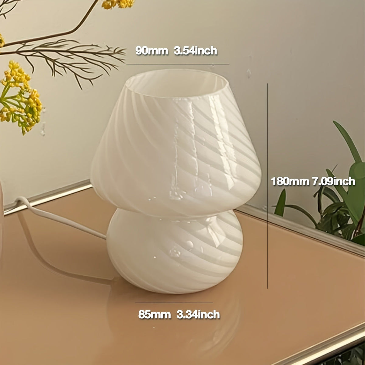 Elegant Artisan Glass Mushroom Lamp | USB Adjustable Light