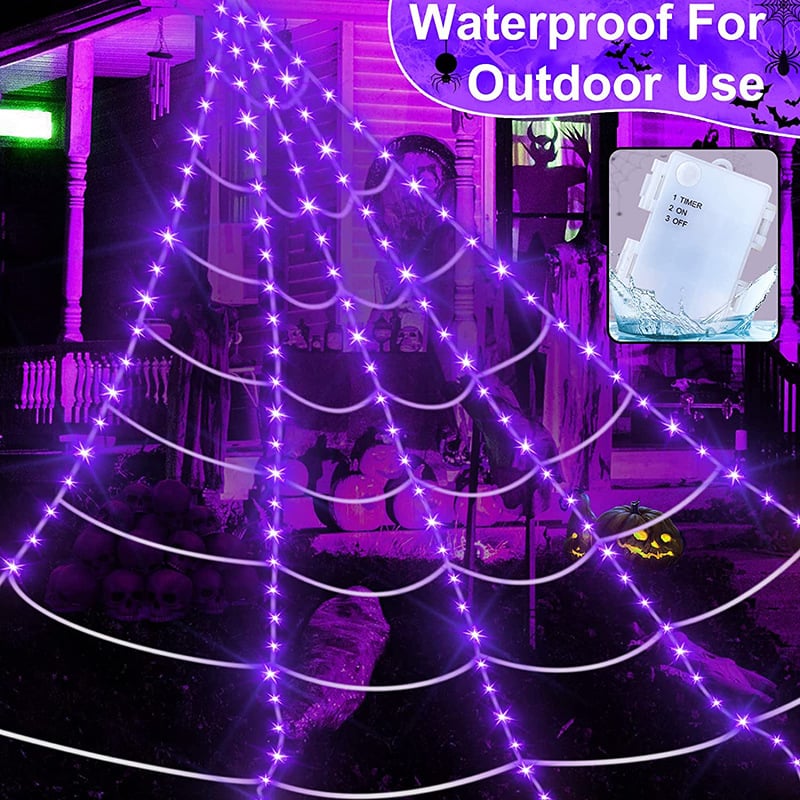 16.4ft Glowing Spider Web Halloween Decoration for Outdoor & Indoor