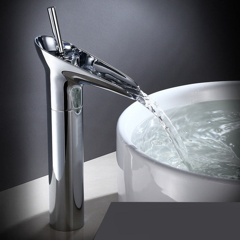 Valloren — Vintage Brass Waterfall Bathroom Faucet with Smooth Flow