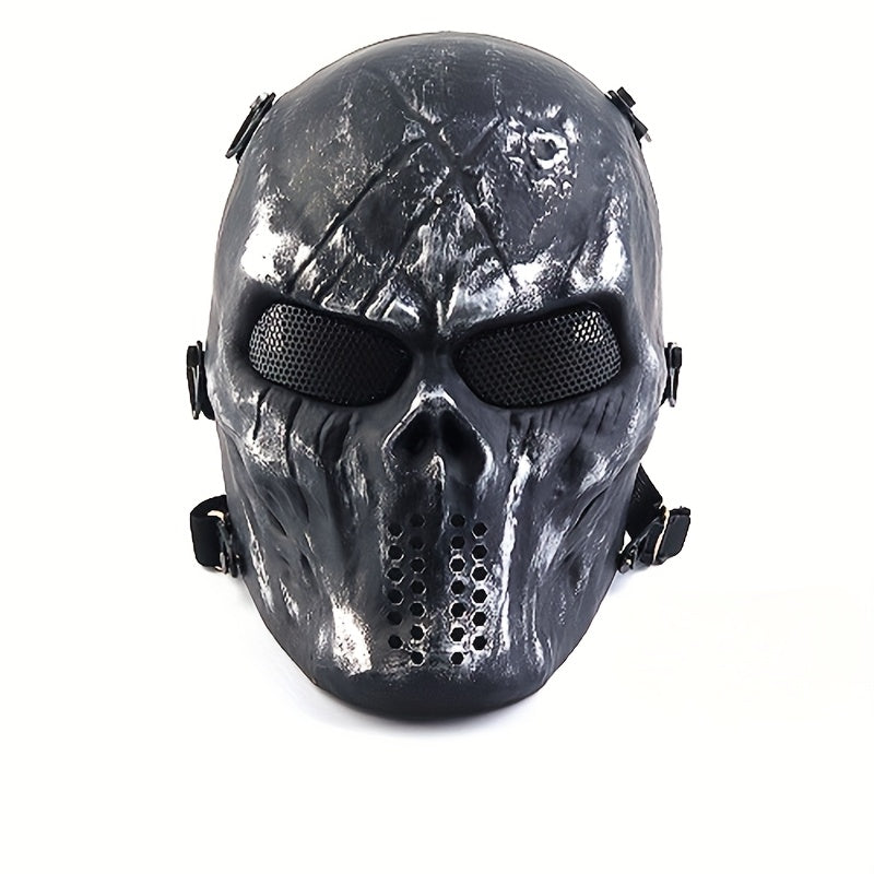 Halloween Skull Mask with Black and White Camouflage Design – Lightweight Polyester