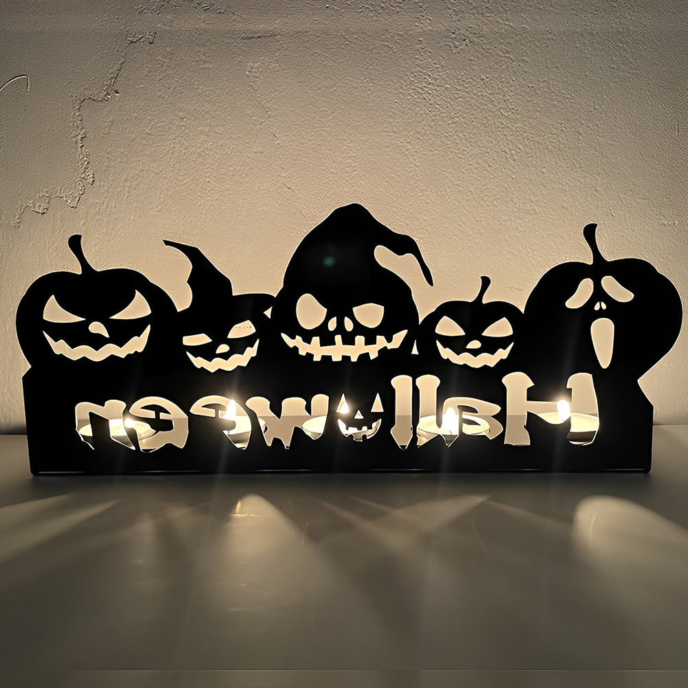 Halloween Metal Candle Holder Decorative Pumpkin Skull Design