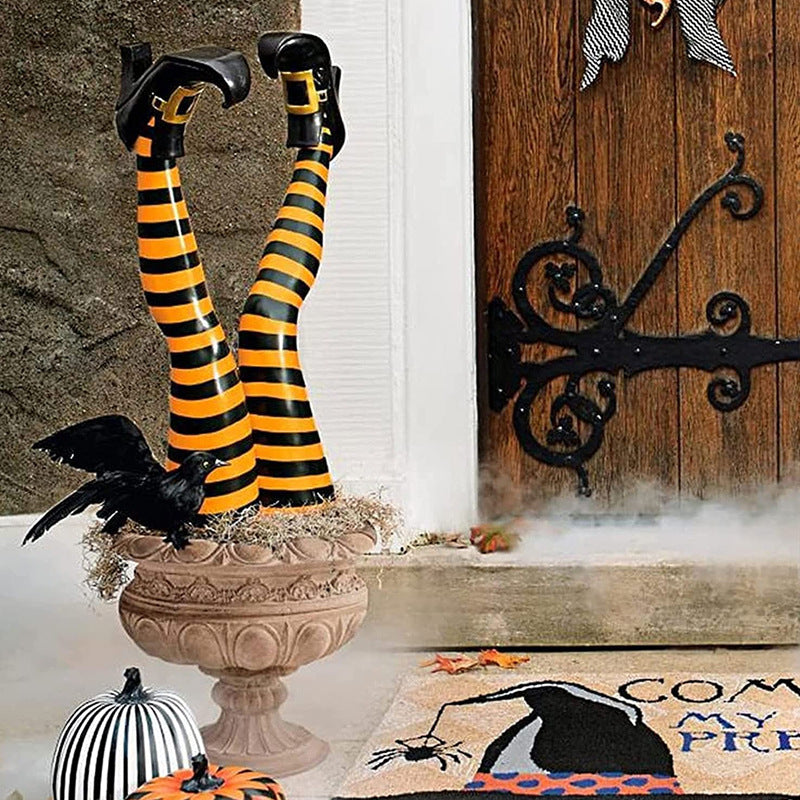 Animated Witch Legs Halloween Yard Decoration with Kicking Motion