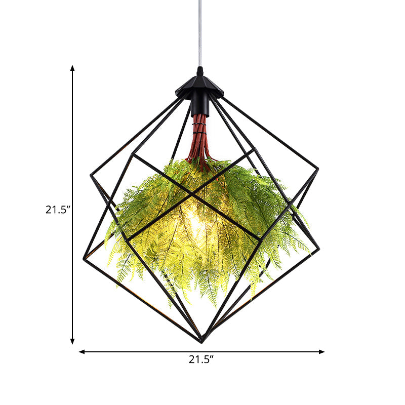 1 Taavita Heat Lamp Light Industrial Black Geometric Restaurant LED Plant Hanging Lamp, 21.5"/18" Wide