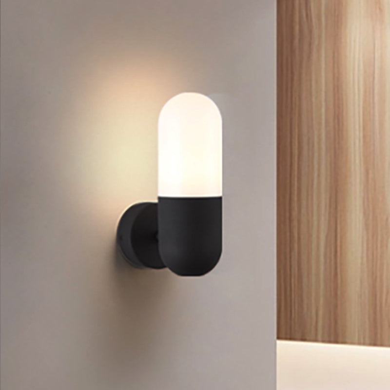 Taavita Capsule Metal Wall Sconce Light Postmodern 1 Light Black/Gray/White Wall Mounted Light for Bedroom Indoor