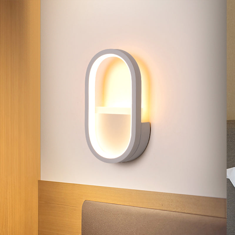 Contemporary Oval Wall Light Fixture - Black/White Acrylic LED Wall Sconce with Warm/White Light by Taavita