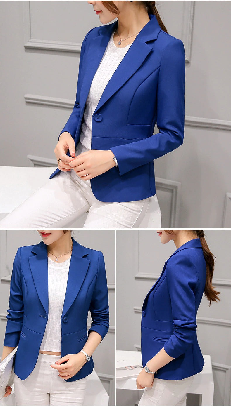 Women’s Blazer | Slim Fit Notch-Lapel | Polyester-Cotton Blend | Versatile Office Wear