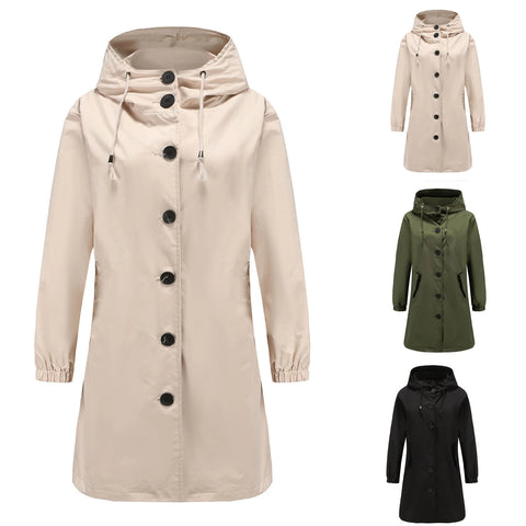 Women’s Trench Coat | Lightweight Hooded Design | Breathable Fabric | Versatile Wear for Transitional Seasons