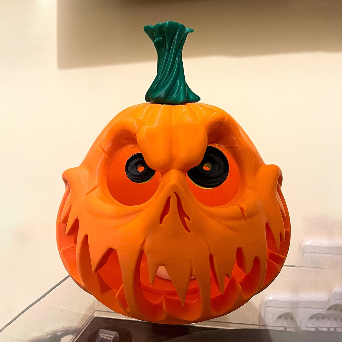 Giant Hollow Halloween Pumpkin Decoration with Carved Skull Design