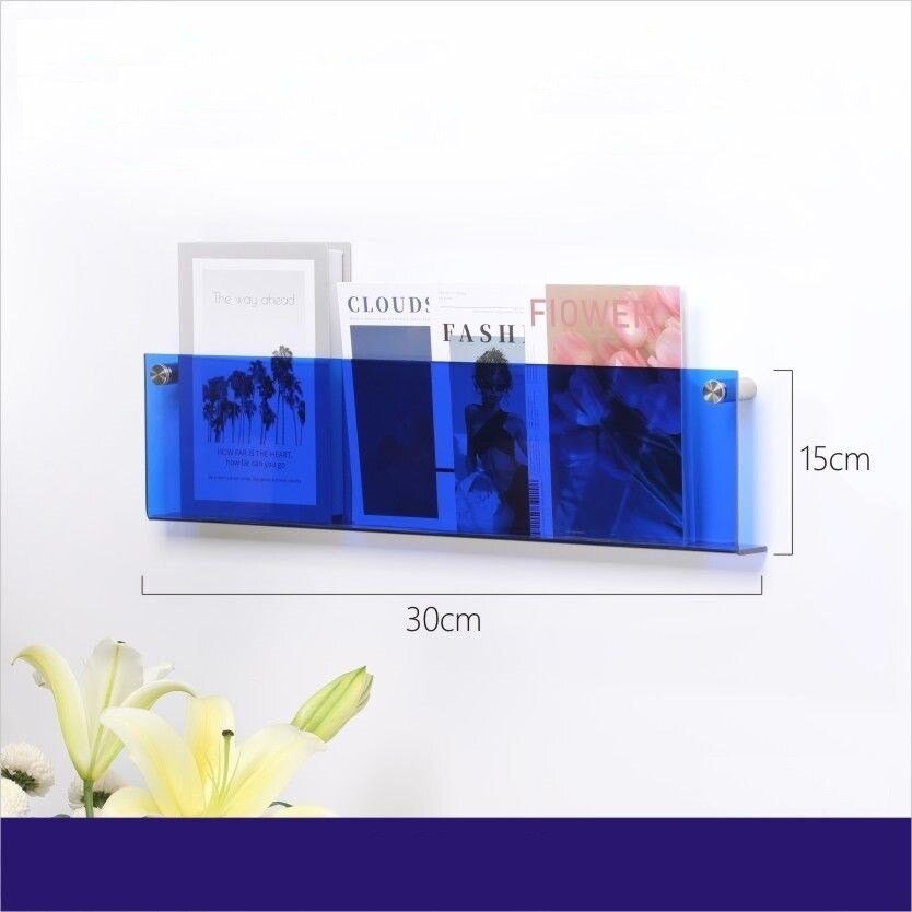 Wall-Mounted Magazine Holder | Floating Acrylic Design | 50cm Wide & Eco-Friendly | Space-Saving Storage