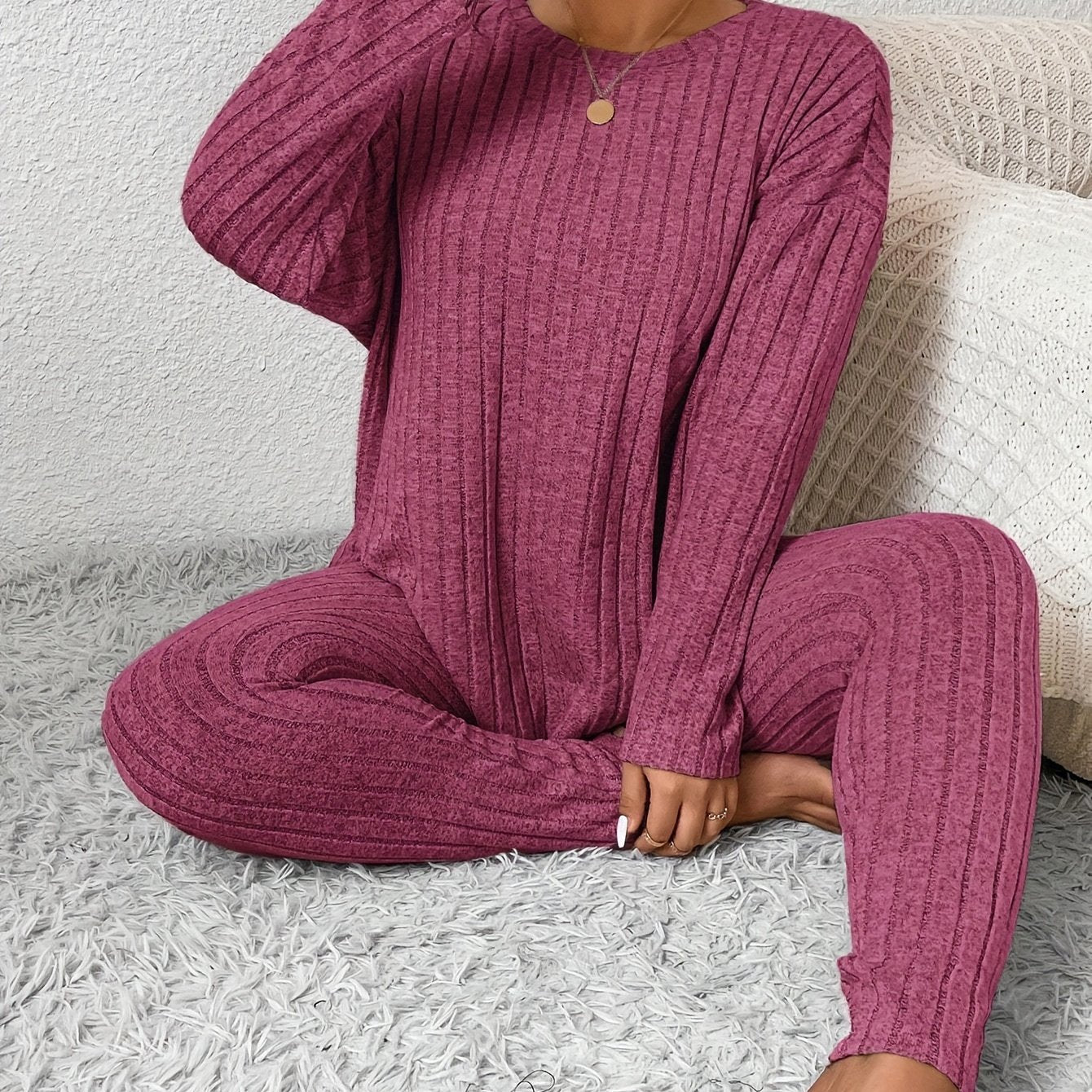 Plus Size Pajama Set | Long Sleeve | Lightweight Comfort | Polyester