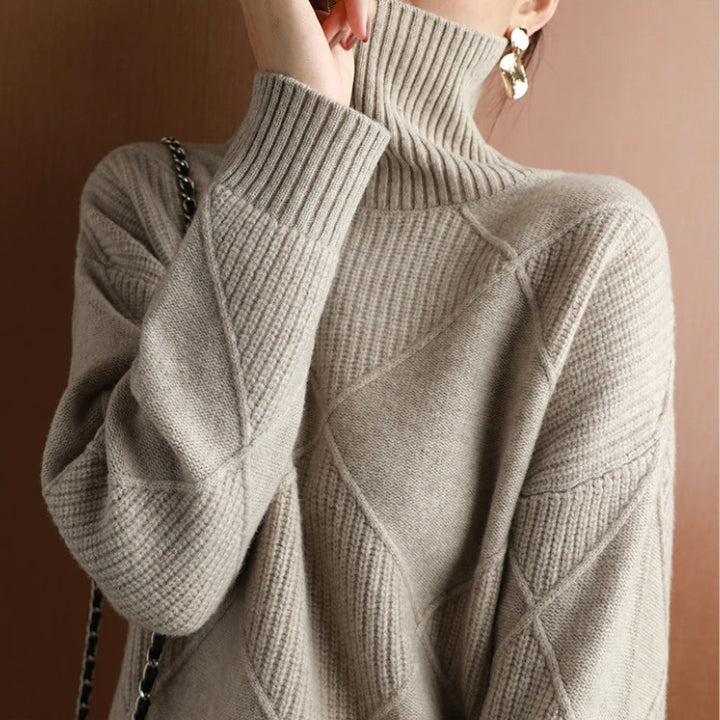 Women’s Knit Sweater | High Turtleneck | Wool Fabric | Comfortable Warm Fit