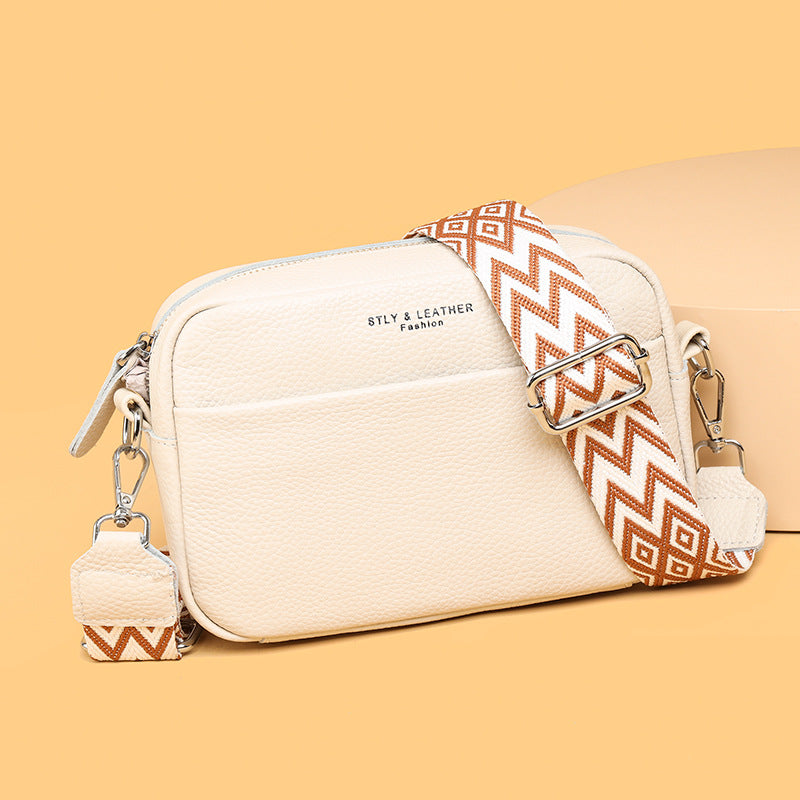 Genuine Leather Crossbody Bag | First-Layer Cowhide Leather | Three-Dimensional Outer Pocket | Comfortable Fit