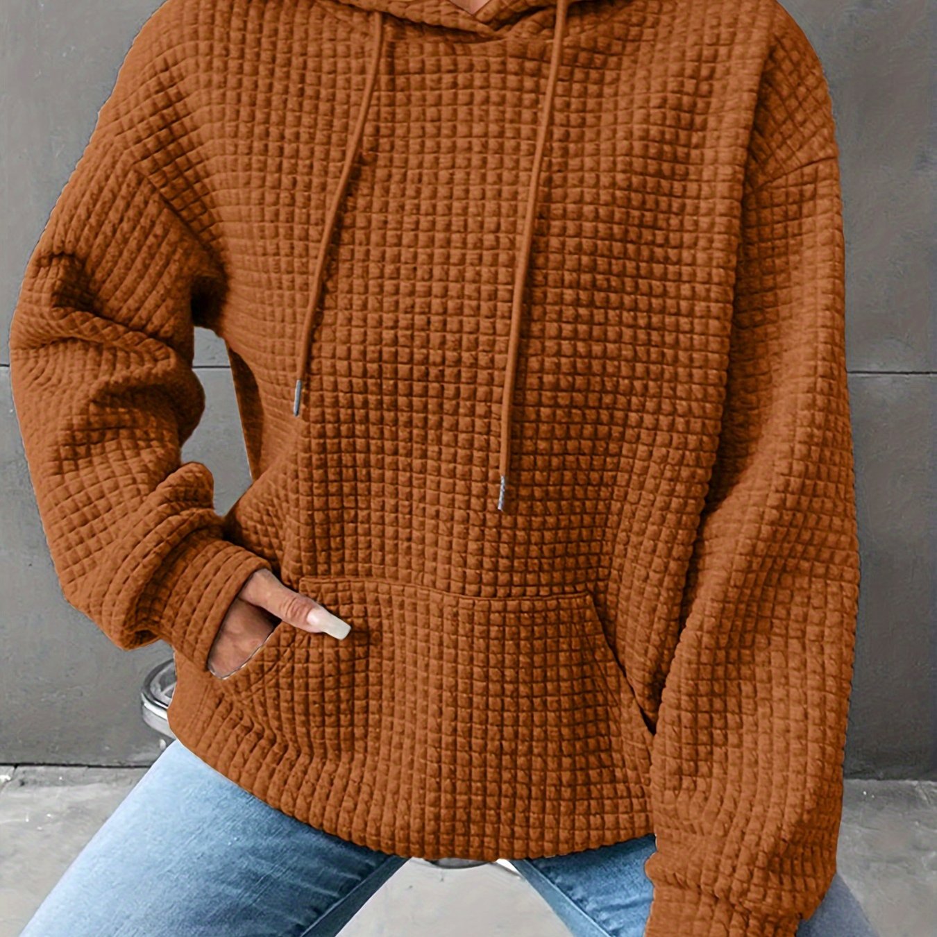 Plus Size Hoodie | Waffle Knit | Casual Comfort Wear | Polyester Blend