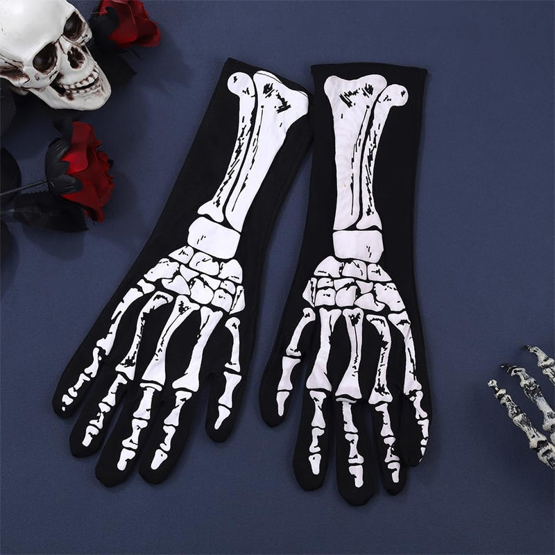 Double-Sided Skull Print Halloween Gloves β Soft, Breathable Costume Accessory