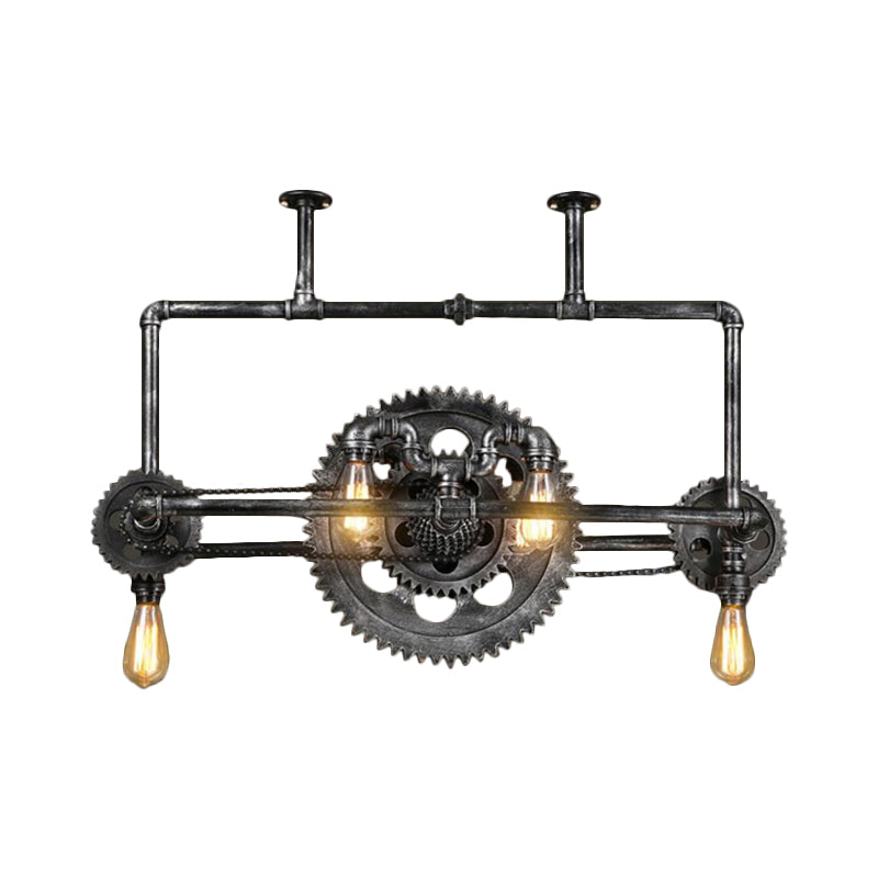 Taavita Coastal Metal Open Island Light 6-Light Dining Room Hanging Lamp with Gear Design