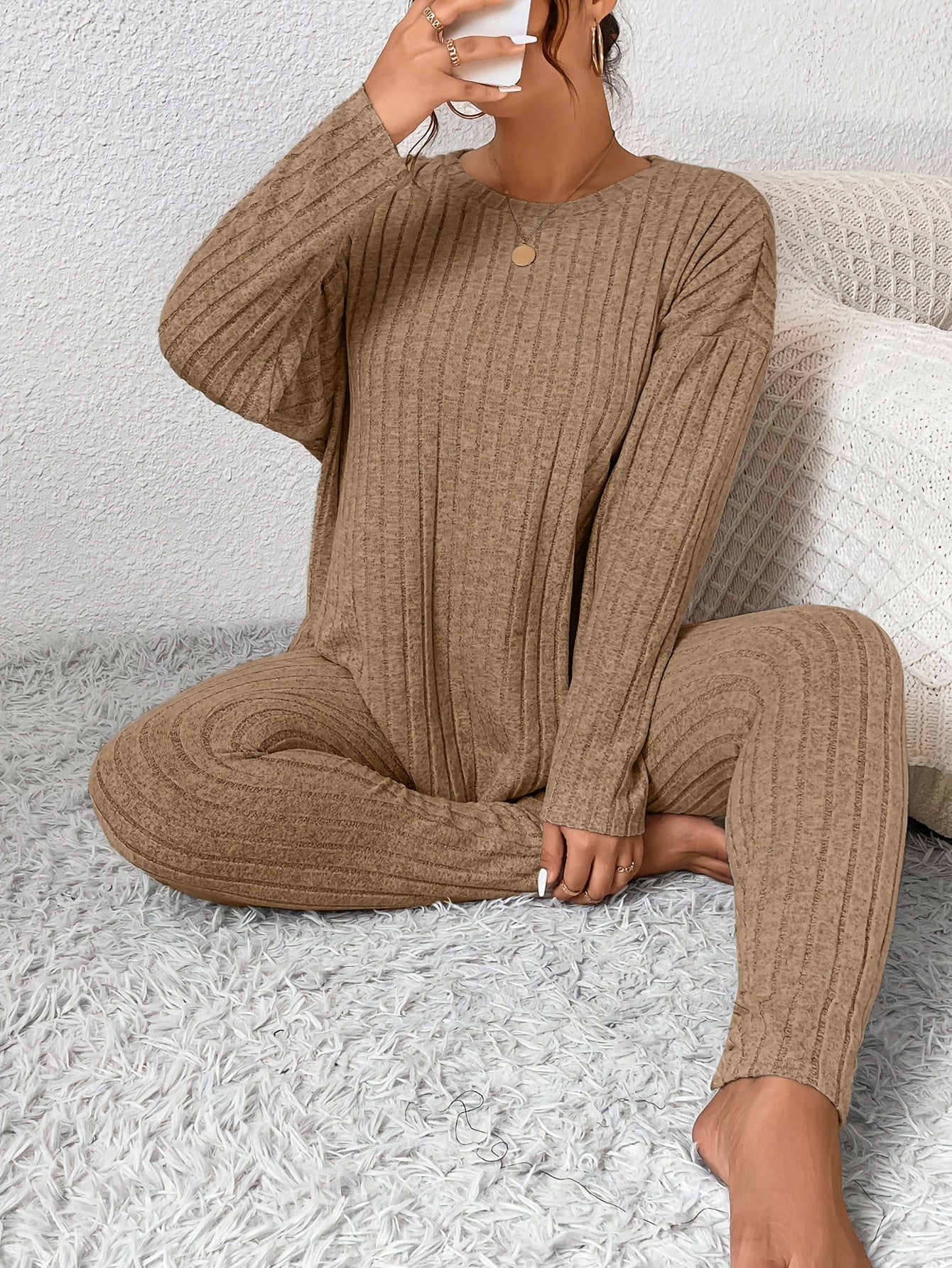 Plus Size Pajama Set | Long Sleeve | Lightweight Comfort | Polyester
