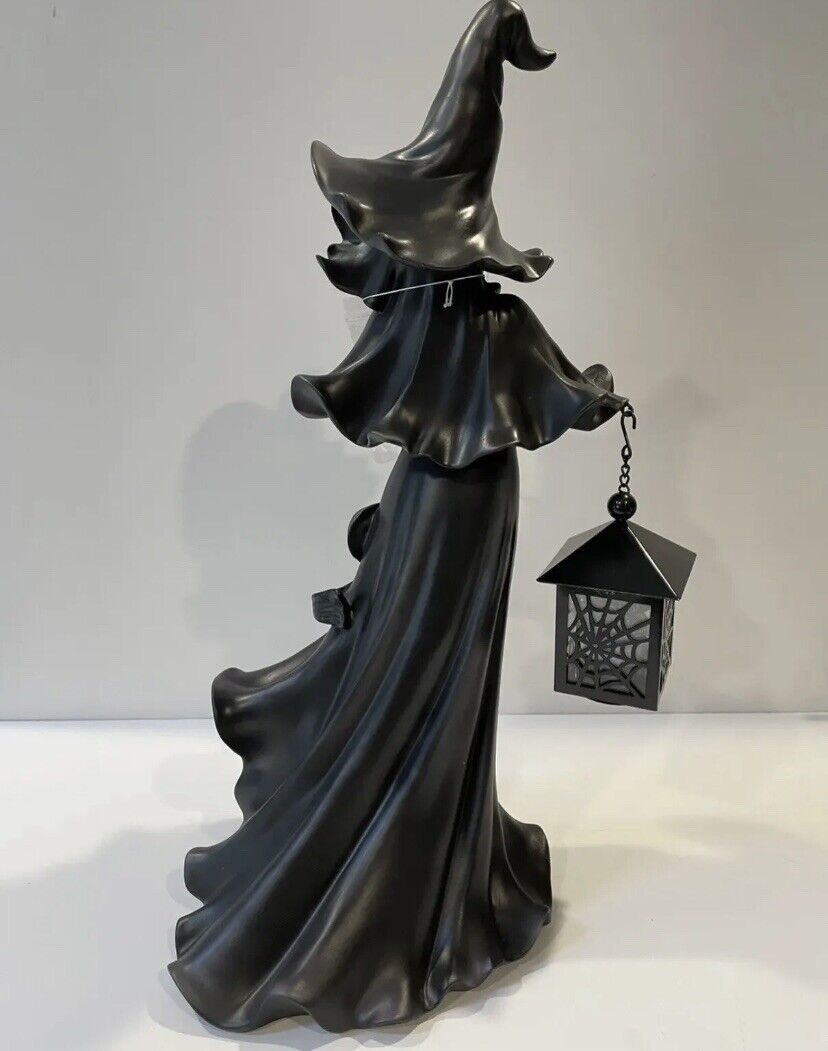 Halloween Witch Figurine Lantern with Soft LED Glow for Spooky Décor
