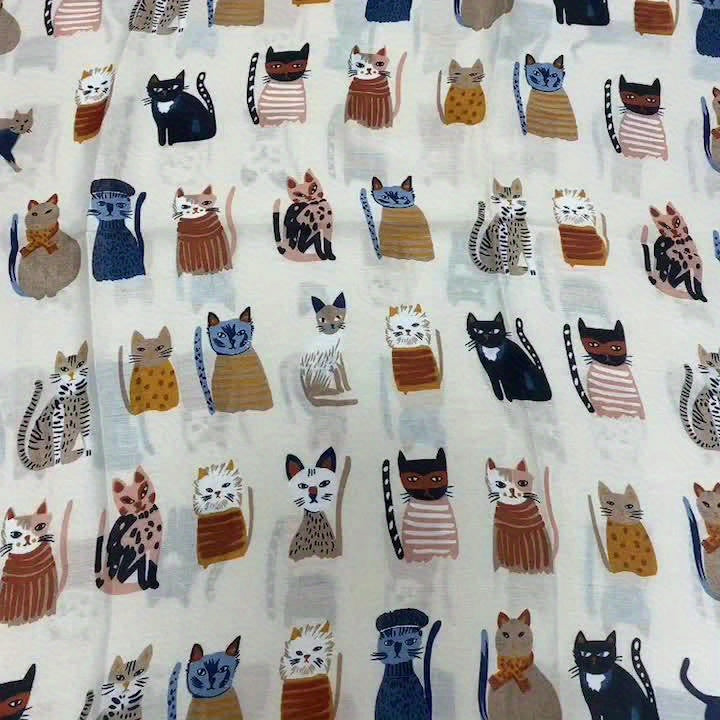 Cat Print Scarf | Lightweight | Breathable and Warm | Viscose