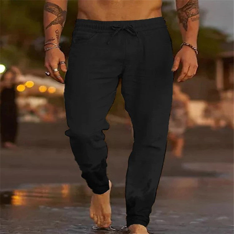 Men’s Casual Jogger Pants | Adjustable Drawstring Waist | Breathable Linen Fabric | Comfortable Fit