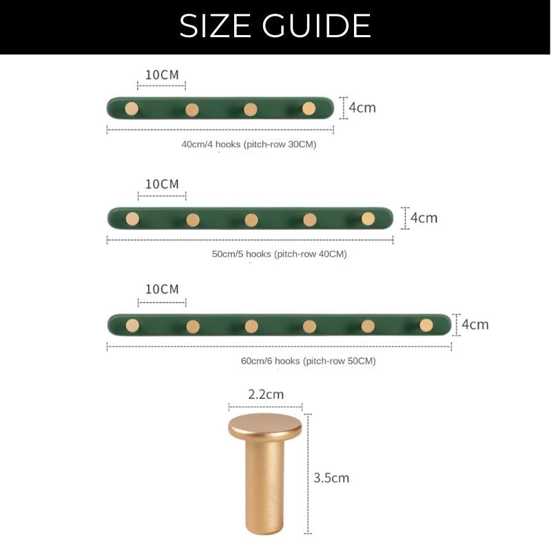 Vintage Taupe Wall Mounted Coat Rack with Hooks - Natural Taavita Wood & Gold Taavita Alloy