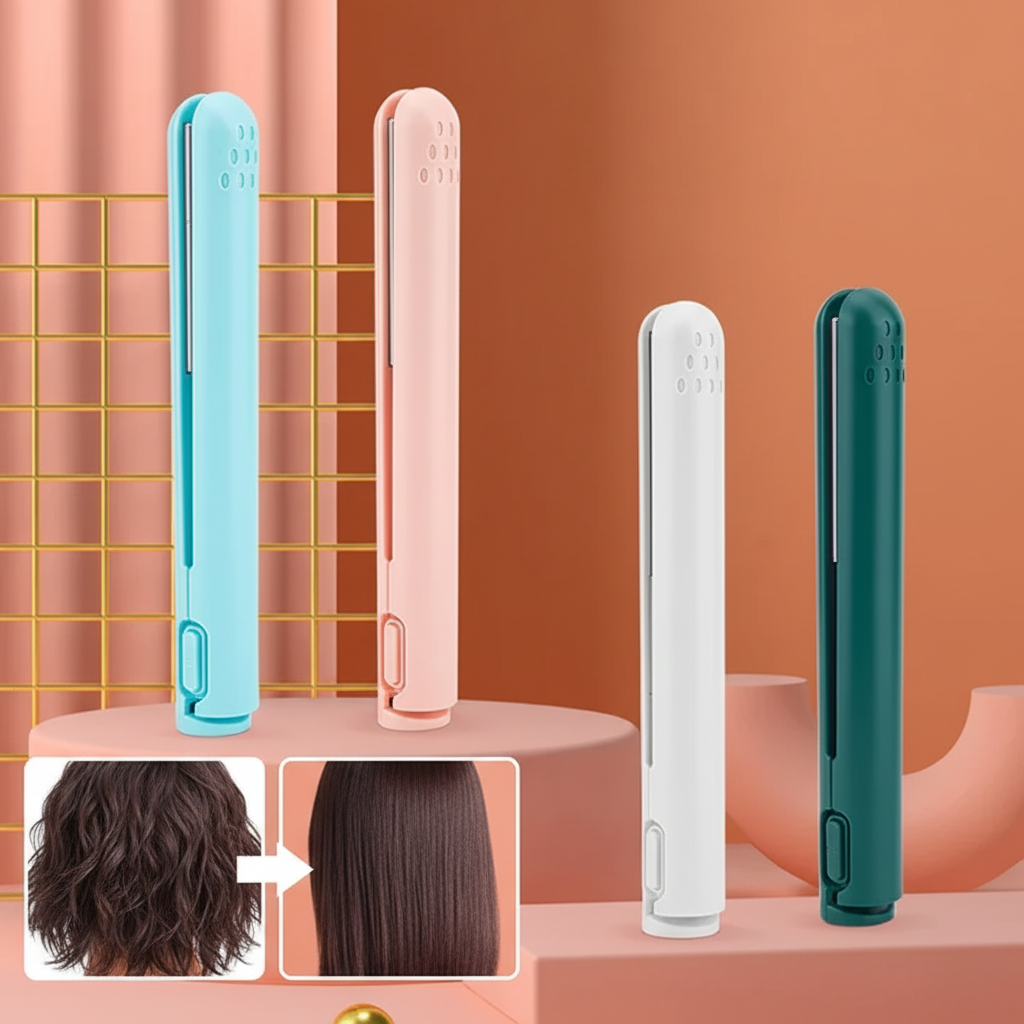 Portable 2-in-1 Cordless Hair Straightener & Curler