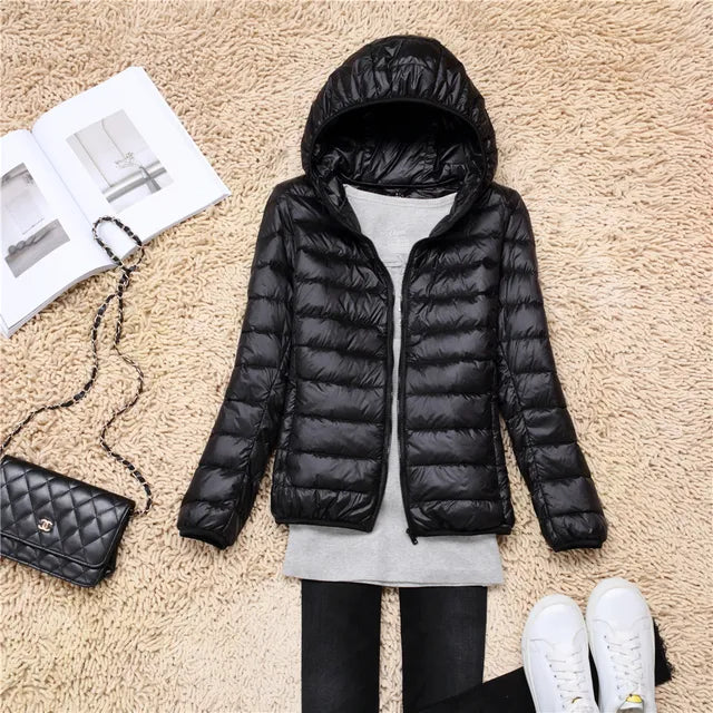 Women’s Hooded Puffer Jacket | Featherlight Down Insulation | Easily Packable | Stylish Winter Warmth