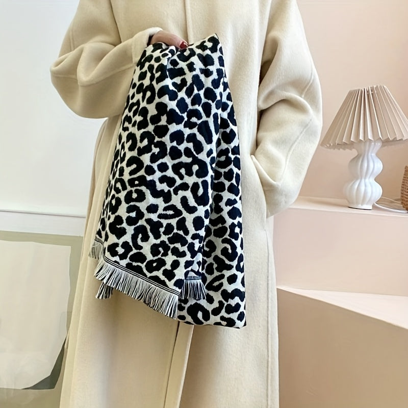 Leopard Print Scarf | Soft Thick | All-Day Warmth | Polyester