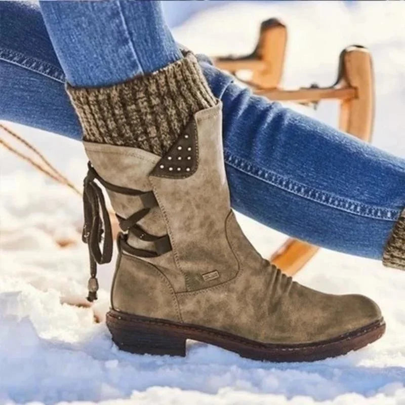 Women's Winter Boot | Knit Cuff & Lace-Up Shaft | Rugged Traction Sole | Adjustable Fit