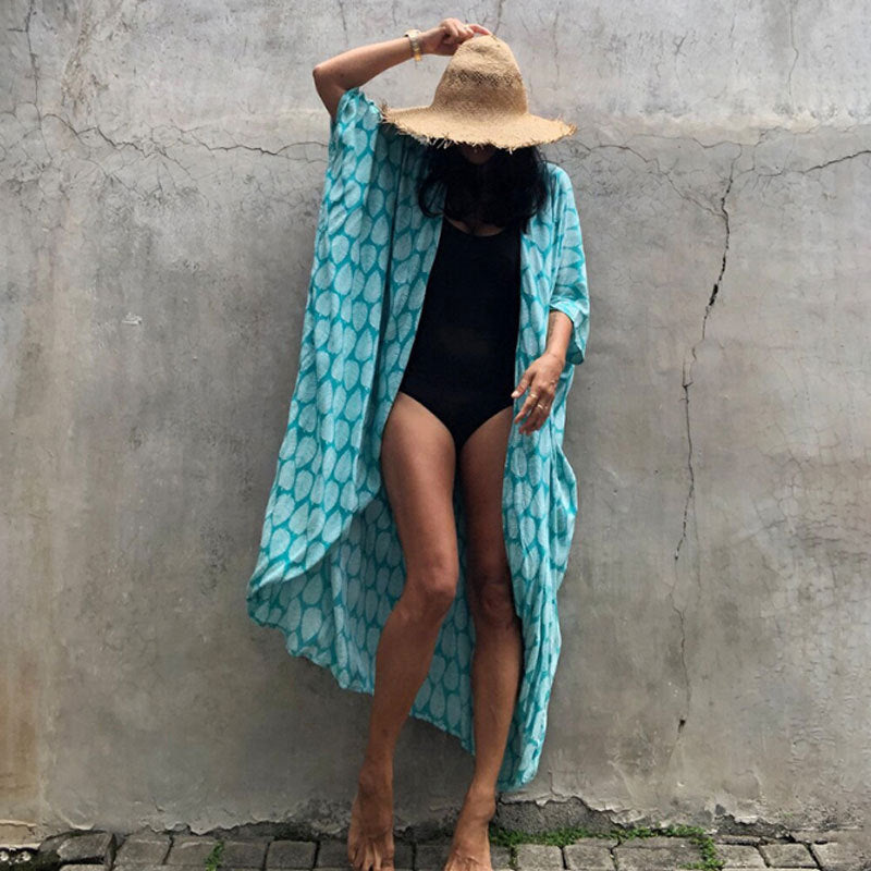 Women’s Beach Cover-Up Dress | Lightweight Kimono Style with Tie Belt | Breathable Fabric | Versatile Resort Wear