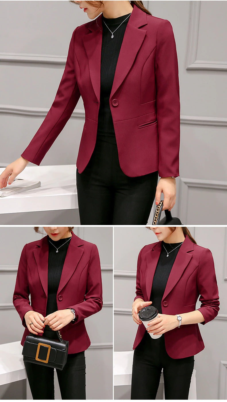 Women’s Blazer | Slim Fit Notch-Lapel | Polyester-Cotton Blend | Versatile Office Wear
