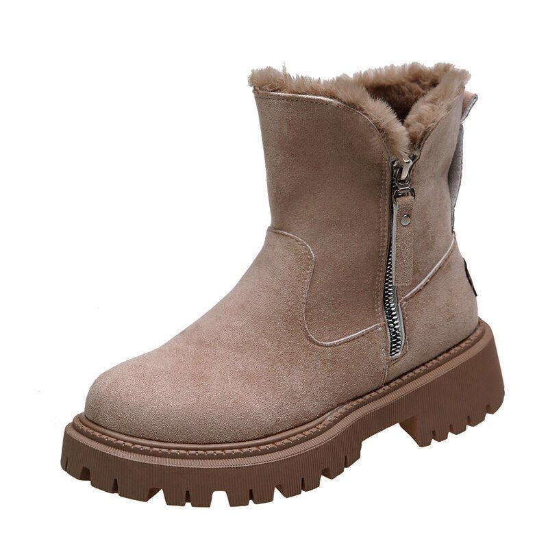 Women’s Winter Boots | Fur-Lined Suede with Side Zipper | Deep Tread Sole for Traction | Water Resistant