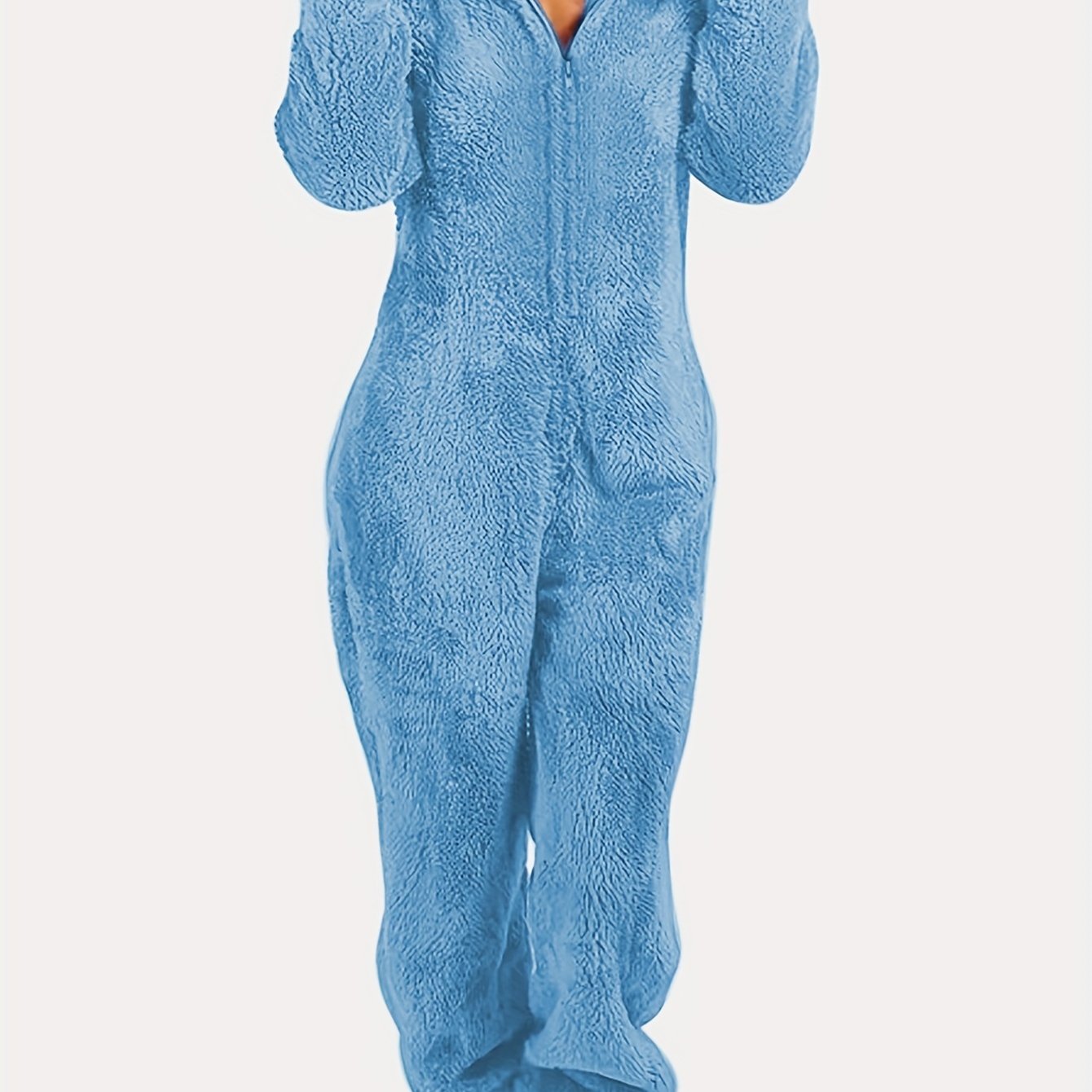 Women's Pajama Jumpsuit | Hooded Zipper | Cozy Warmth Comfort | Polyester