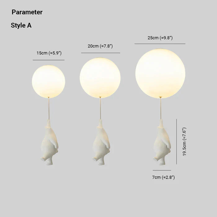 Pendant Lamp with Bear and Balloon Design – Soft Lighting for Any Space