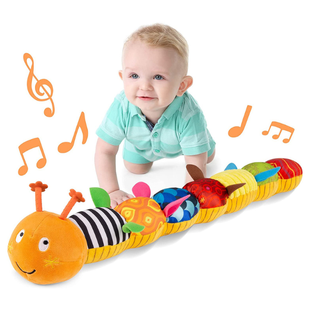 Stuffed Plush Caterpillar Rattle for Babies – Sensory Toy