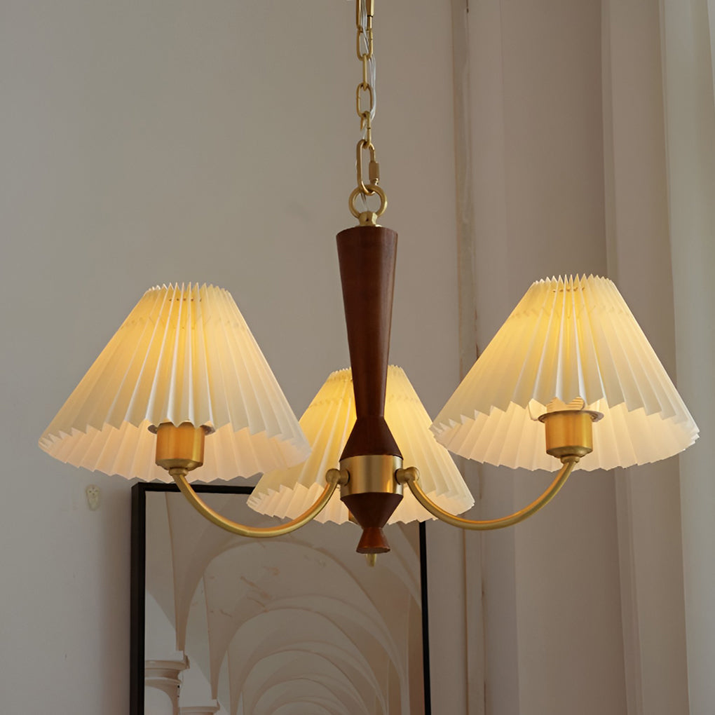 12W LED Taavita Chandelier Pendant Light with 3 Lights Pleated Lampshade