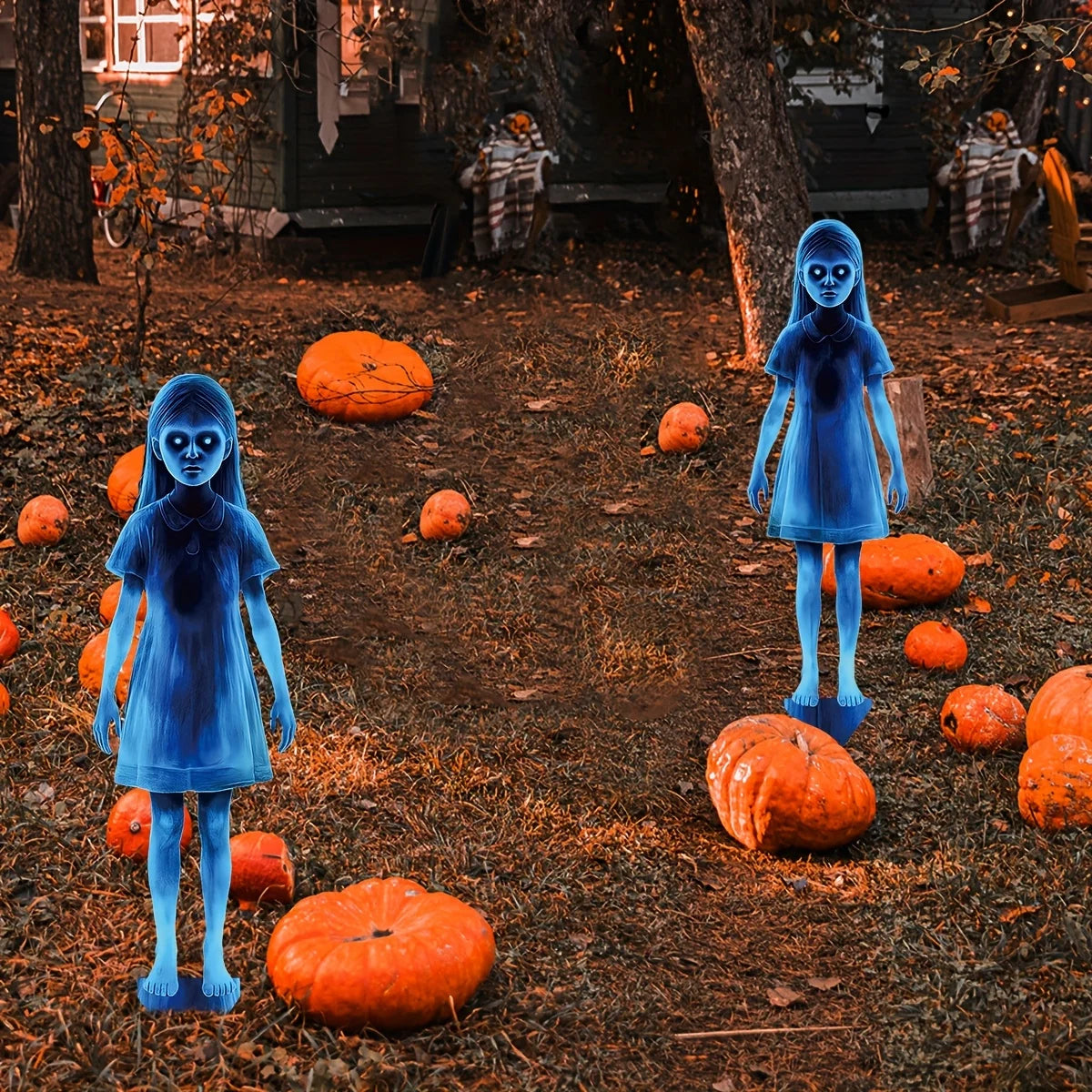 Outdoor Halloween Decorations with Lighted Ghosts
