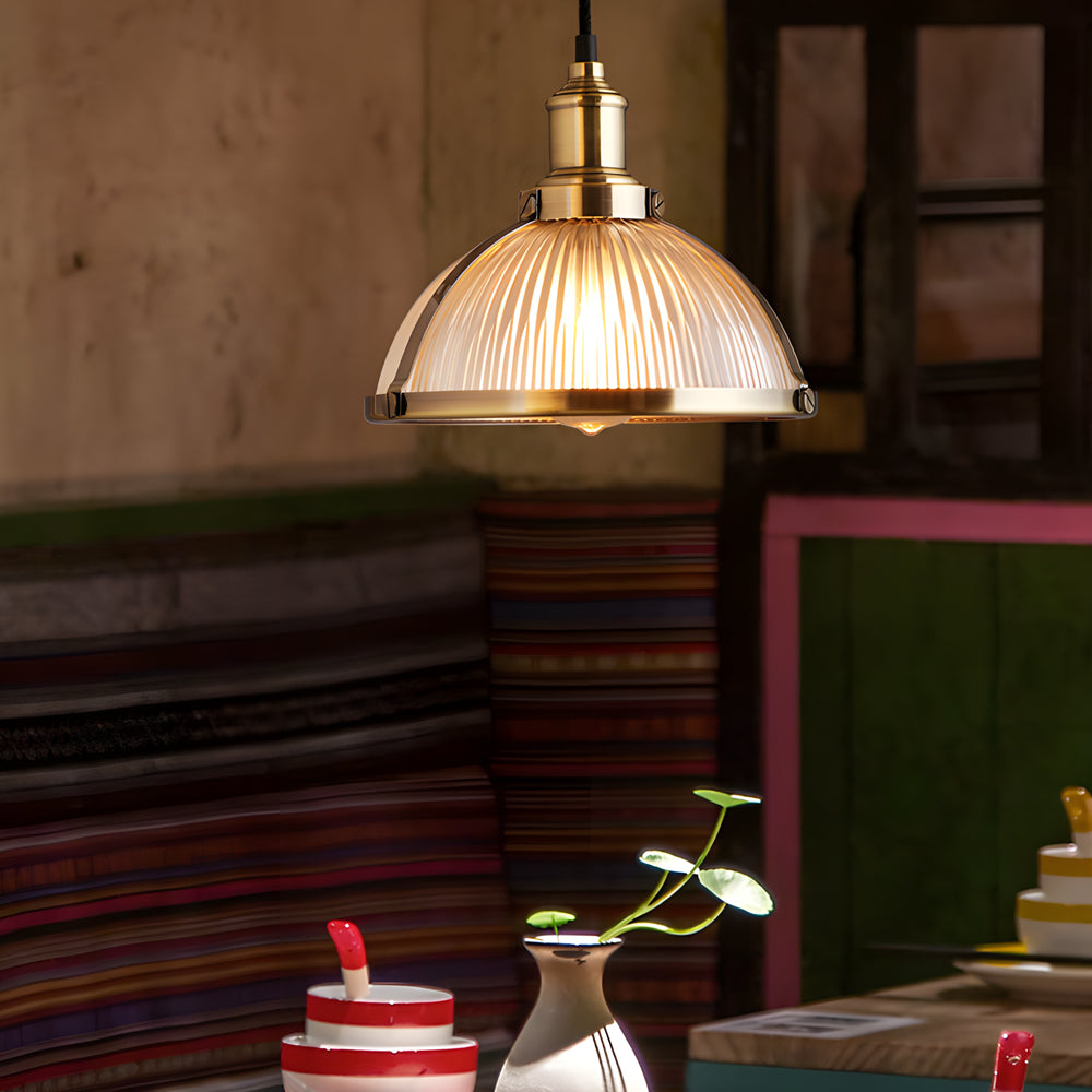 1-Light Striped Glass Shade Tungsten Wire 40W Pendant Lights - Dazuma