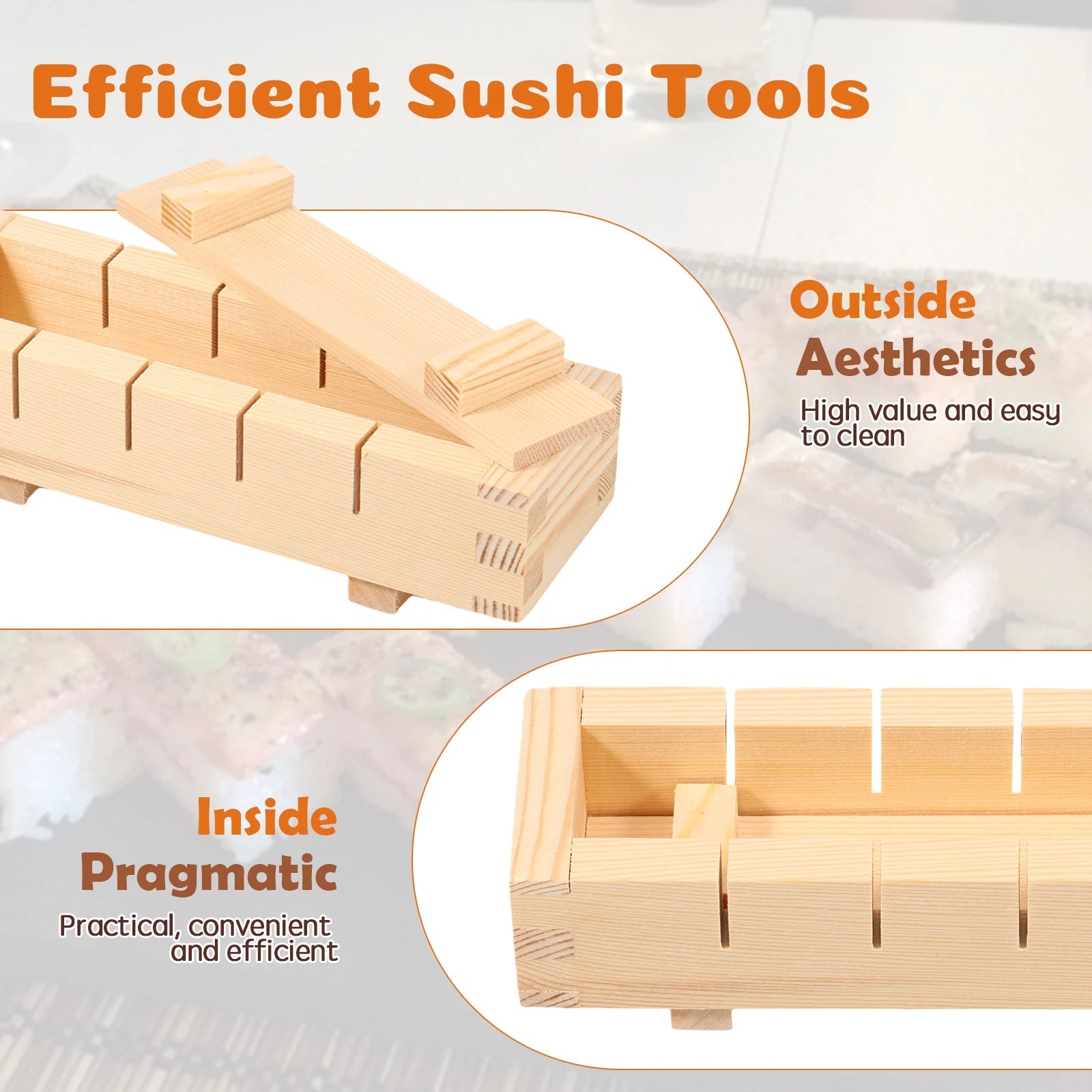 Wooden Sushi Mold Press for Handmade Sushi Preparation