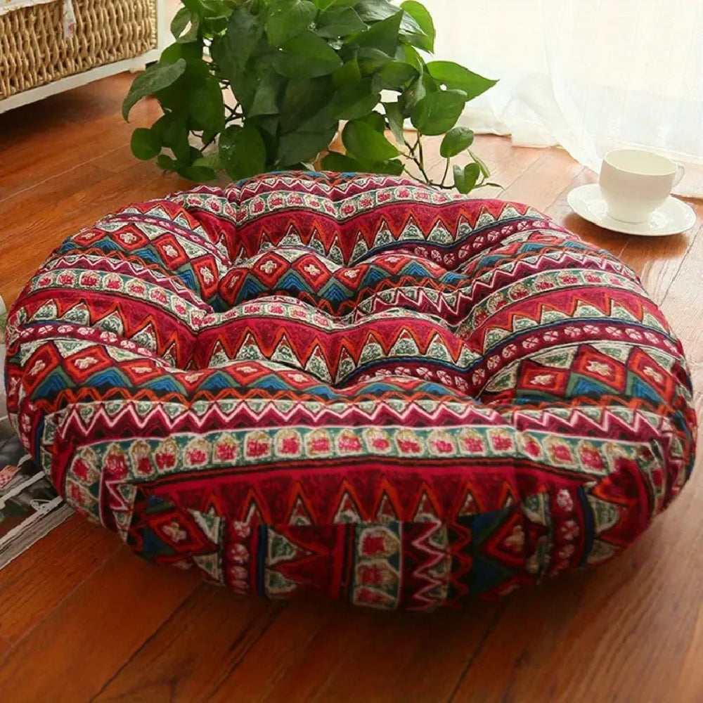 Vibrant Harmony – Round Cotton Floor Cushion