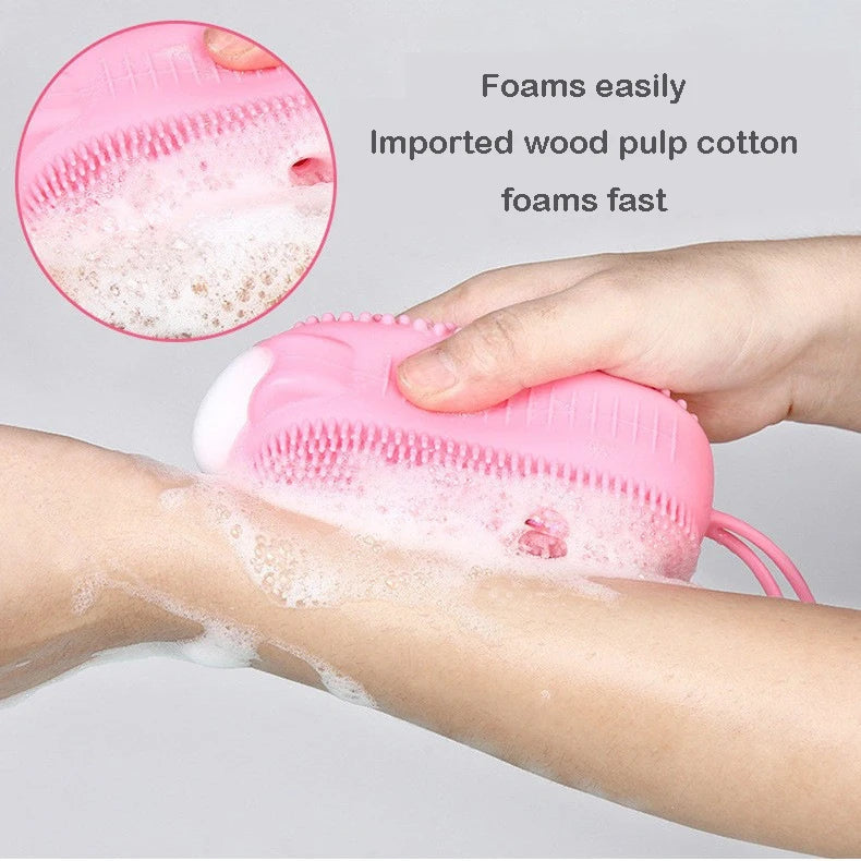 Body Scrubber Made of Silicone with Integrated Soap Dispenser