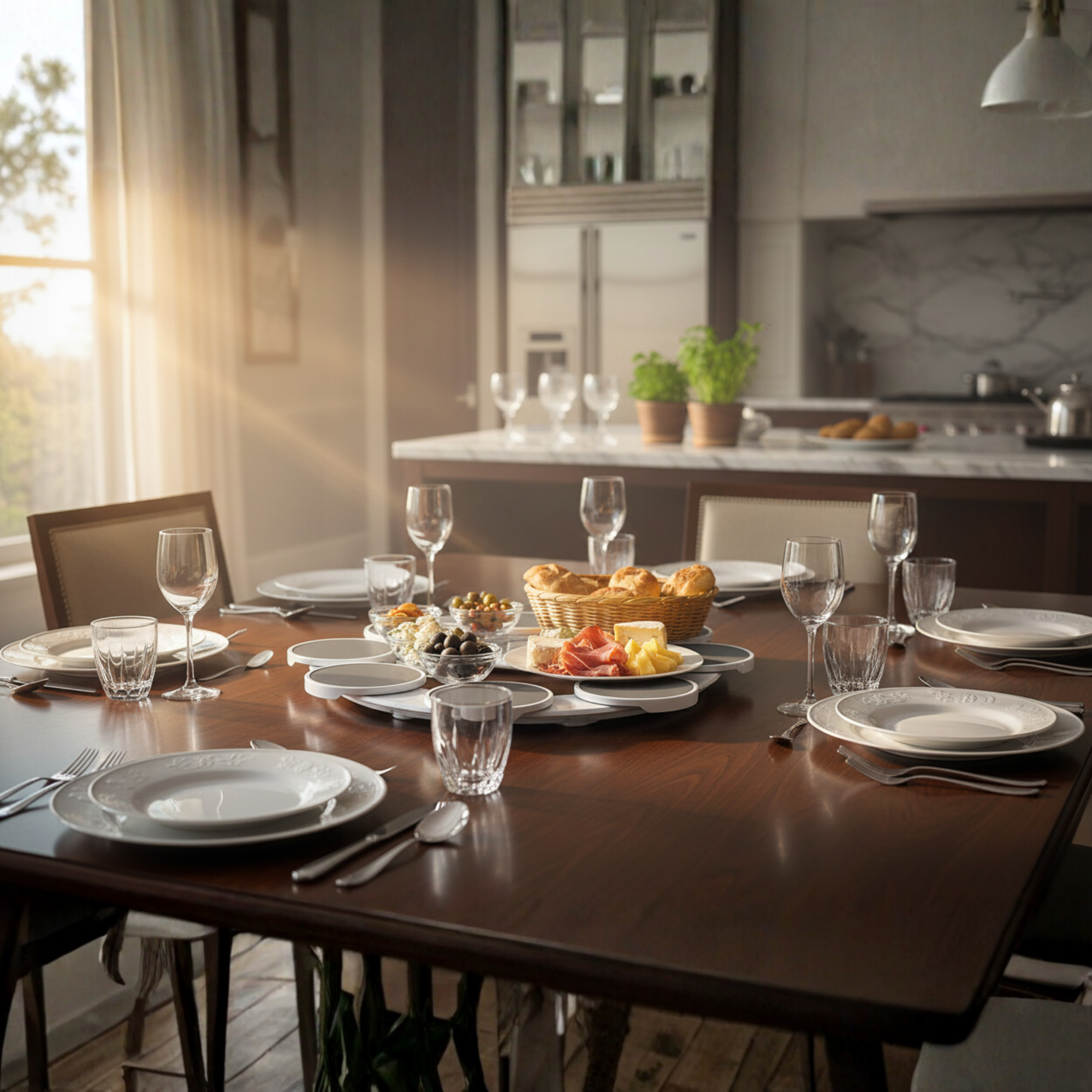 Convenient Rotating Dining Tray – Effortless Serving for All