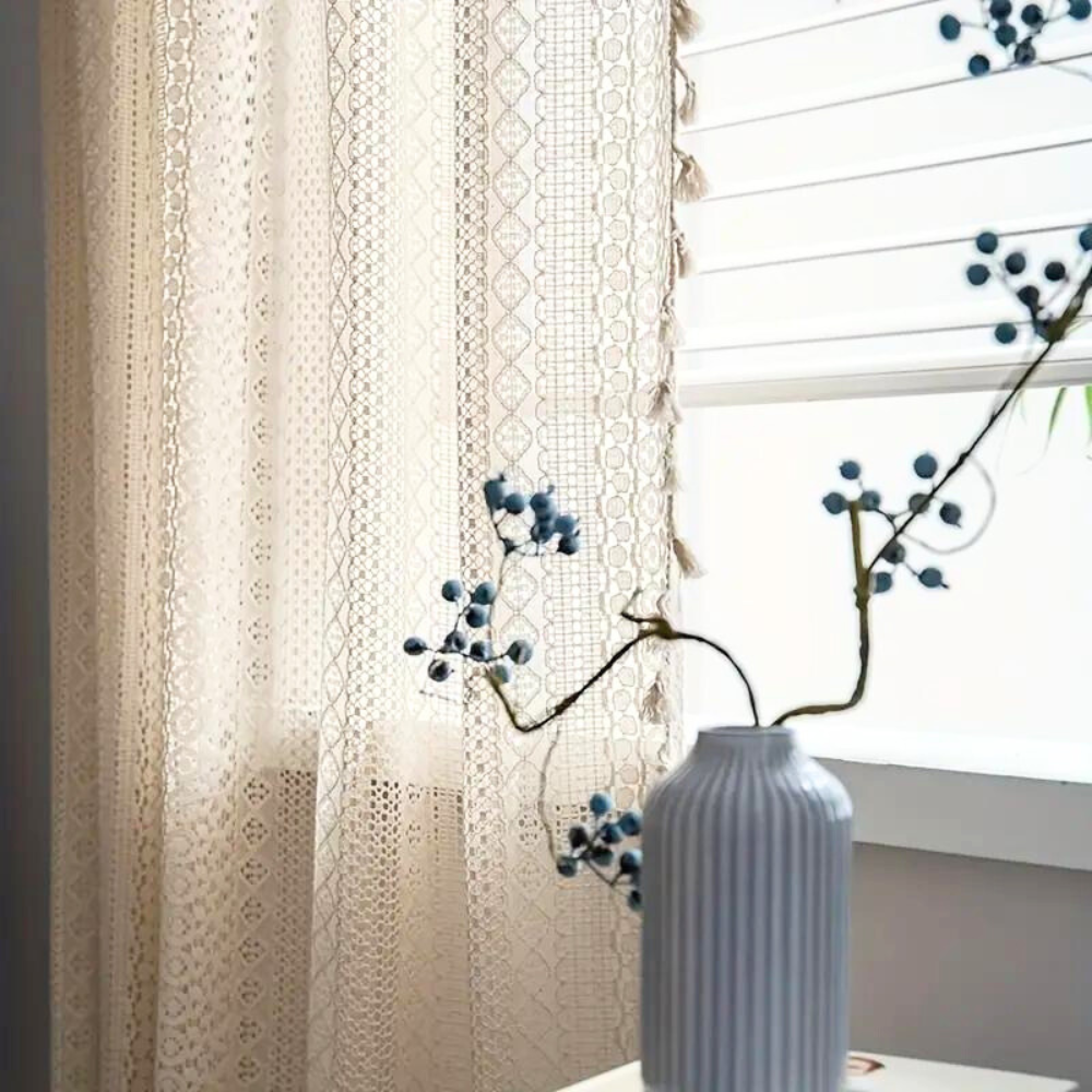 ChicWeave – Elegant Crochet Tassel Window Curtain